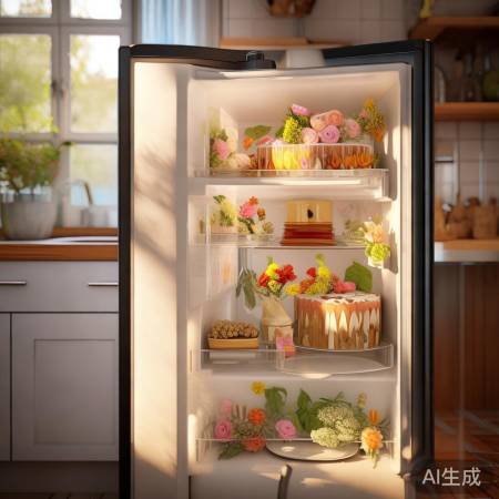 冰箱藏蛋糕鲜花，浪漫美味。