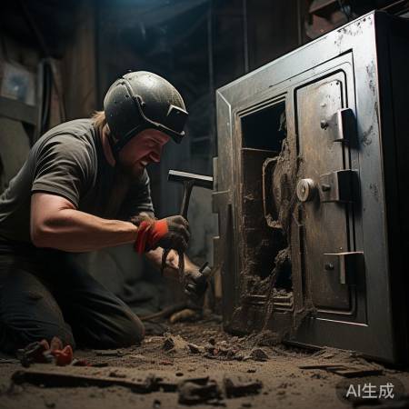 锤砸钢板开保险柜
