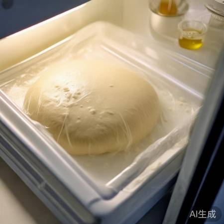 保鲜膜防干，油层使面团柔软